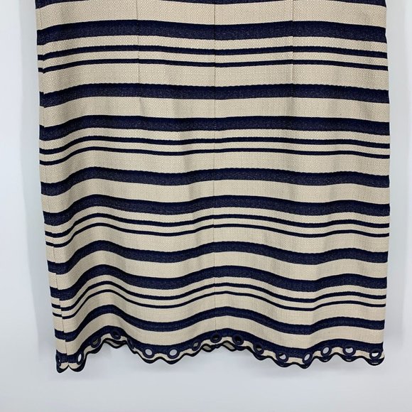J.Crew Dress Beige Blue Stripe Scalloped Grommets Sleeveless NWT - Picture 12 of 12